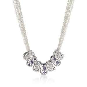  .75ct t.w. Amethyst, .10ct t.w. Diamond Bead Necklace In 