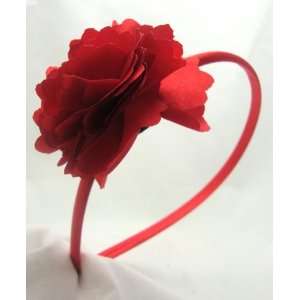  Red Satin Flower Headband 