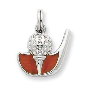  Sterling Silver Enamel Golf Club & Ball Charm Jewelry