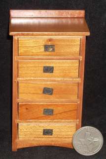   Miniature Pecan Small Chest / Bureau / Set of Drawers 112 Scale