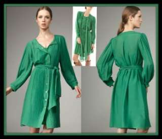   Furstenberg DvF Aniya Dress 10 UK 14 NWT $485 Silk Pleat Hunter Green