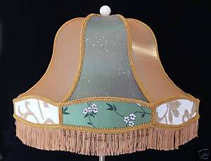 MODERN VICTORIAN STYLE GREEN AND GOLD LAMP SHADES  