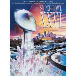   Super Bowl XXVI Program Print  Details 1992, Redskins vs Bills
