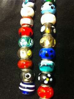 Whole Sale Lot 5 pcs Silver European Murano Glass Beads Mix  