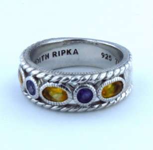 JUDITH RIPKA STERLING SILVER AND GEMSTONE STACKING RINGS  