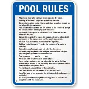   Custom Pool Rules Sign Polyethylene Signs, 24 x 18