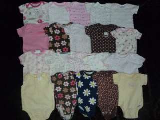   BABY GIRL LOT NEWBORN 0 3 3 6 MONTHS SUMMER CLOTHES LOT ONESIES  