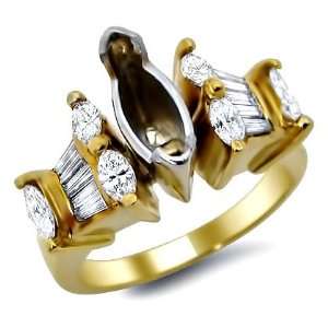  1.0ct VS Marquise Diamond Semi Mount Setting Ring 18k Gold 