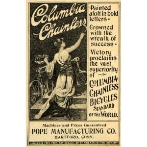  1898 Ad Pope Columbia Chainless Bicycles Laurel Wreath 