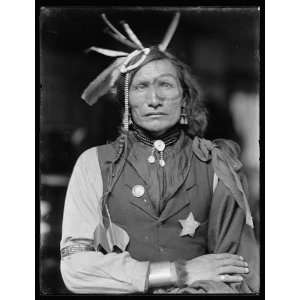    Iron White Man,Sioux Indian,Headdress,Police Badge