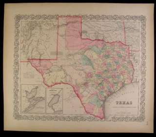texas issued new york 1856 by j h colton rare