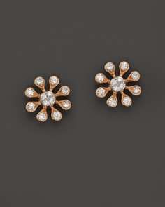 Diamond Flower Earrings in 14K Rose Gold, .45 ct t.w.
