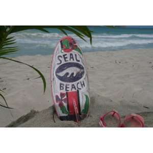  SEAL BEACH SURF SIGN W/ FIN 14   SURFING DECOR