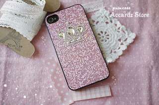 Crown pink Bling Hard Case Cover iPhone 4 4G  