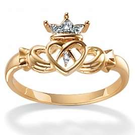 WOMENS 10K GOLD CLADDAGH PROMISE ENGAGEMENT WEDDING DIAMOND RING 5 6 7 