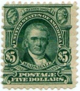 US 1902 1903 $5 Dark Green Marshall 313 Mint OG $3000  