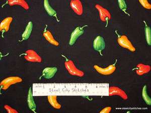 Mojave Red Yellow Green Chili Pepper Novelty Fabric BTY  