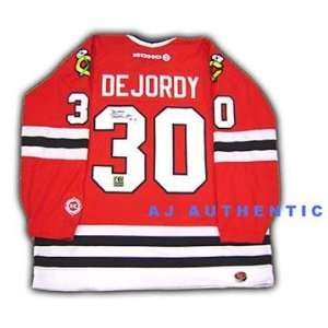   DeJordy Autographed Jersey   Black Hawks   Autographed NHL Jerseys
