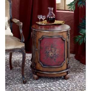  Butler Accent Drum Table   Red Hand Painted Finish