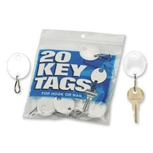  Oval Snap Hook Key Tags Plastic 1 1/2 x 1 1/2 White 20 