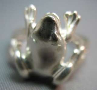 Sterling Silver 925 Smiling Frog Toad RING Sz 8.5  