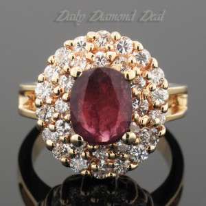 14K Yellow Gold Womens Ruby Diamond Cocktail Ring 1 CT  