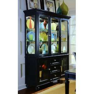  Camden Black Buffet/Credenza with China Cabinet   American 