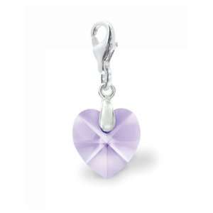 Heart Small Charm, violet/silver plated, 14 mm Jewelry