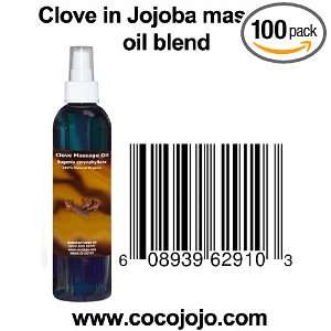  8 Oz 100% Natural Clove in Jojoba Massage Oil Blend 