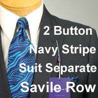42R SAVILE ROW 2 Button Mens SUIT SEPARATE Navy Blue Stripe   42 