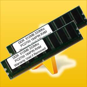 1GB DDR SDRAM PC2700 PC 2700 333 Mhz 1 GB 2X 512MB KIT  
