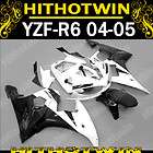 ABS Aftermarket White Black Fairings For YZF R6 04 05 2004 2005 YZFR6 