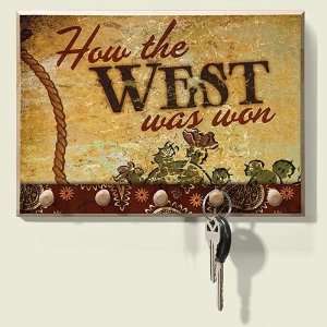 Western Rodeo 5 peg Natural Wood Leash Key Holder by Highland Graphics 