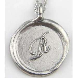  R Initial Wax Seal Charm Necklace (chain, charm included 