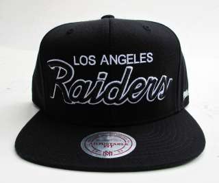 Los Angeles Raiders Black Snap Back Cap Hat By Mitchell & Ness  
