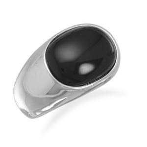  Stainless Steel and Black Onyx Ring Jewelry