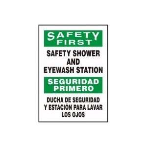  SAFETY SHOWER AND EYEWASH STATION (BILINGUAL) Sign   14 x 