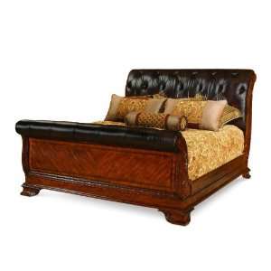  A.R.T. Old World California King Leather Sleigh Bed in 