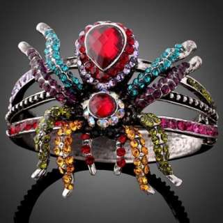 ARINNA Swarovski ruby Crystal spider GP bangle Bracelet  