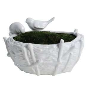  Shabby Cottage Chic Stoneware Bird Cache Garden Pot