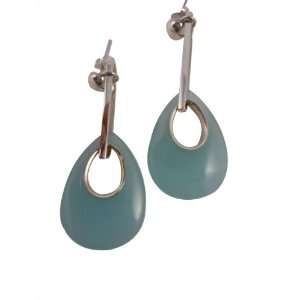  Sterling Silver and Glass Earrings, Blue Jewelry