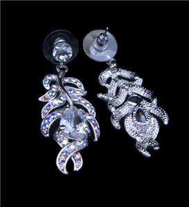 Bridal Peacock Necklace Earring Set Swarovski Crystal  