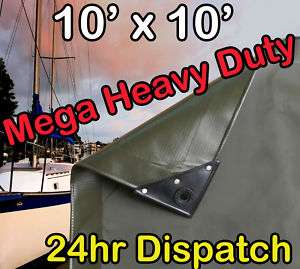 MEGA HEAVY DUTY PVC VINYL TARP 10x10 ULTIMATE TARP 20oz  