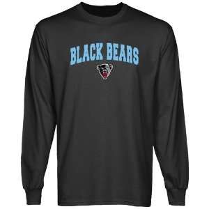  Maine Black Bears Charcoal Logo Arch Long Sleeve T shirt 