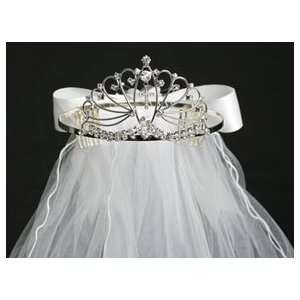 First Communion Tiara with Veil and Bow