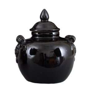 Black Majolica Pattern Med Black Crk Pumpkin Jar Decor, 8 x 8 x 10 (in 
