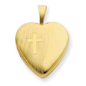  Charming 1/20 Gold Filled 16mm Cross Heart Locket Jewelry