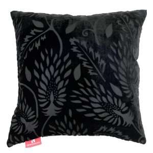   Decorative Throw Pillow   18 x 18 x 6, Velvet   Black