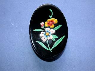 Vintage Hand Painted Lacquered Paper Mache Trinket Box  