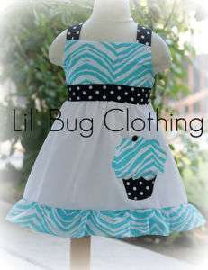 Birthday Cupake Teal Zebra & Black Dots Cupcake Dress  